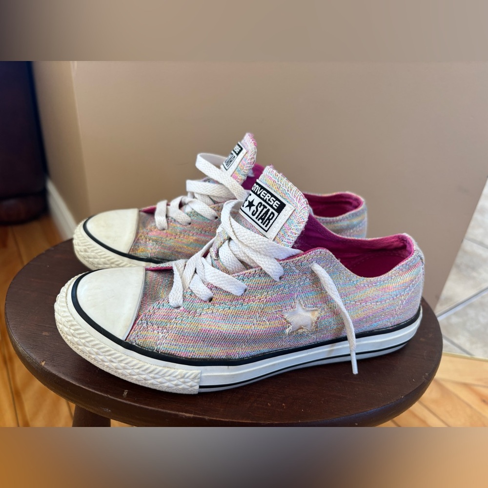 Converse Kids Low Top Sneakers in Pink Multicolor Knit